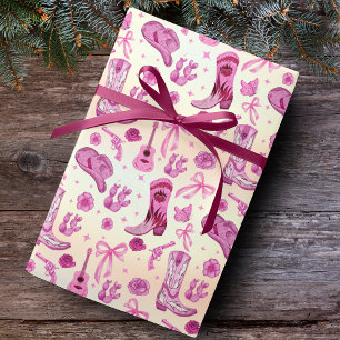 Cute Pink Coquette country girl pattern Wrapping Paper
