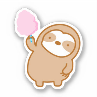 Cute Pink Cotton Candy Sloth Vinyl Sticker
