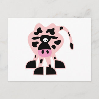 cute pink cow postcard