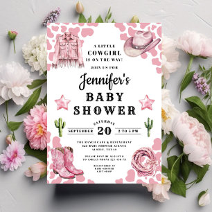 Cute Pink Cowgirl Baby Shower Invitation