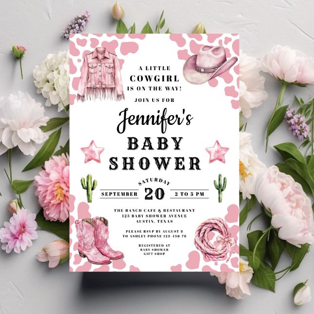 Cute Pink Cowgirl Baby Shower Invitation (Cute Pink Cowgirl Baby Shower Invitation)