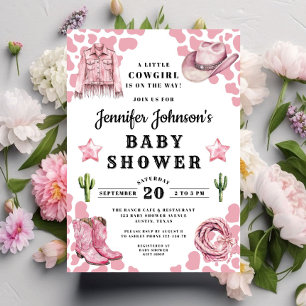 Cute Pink Cowgirl Baby Shower Invitation