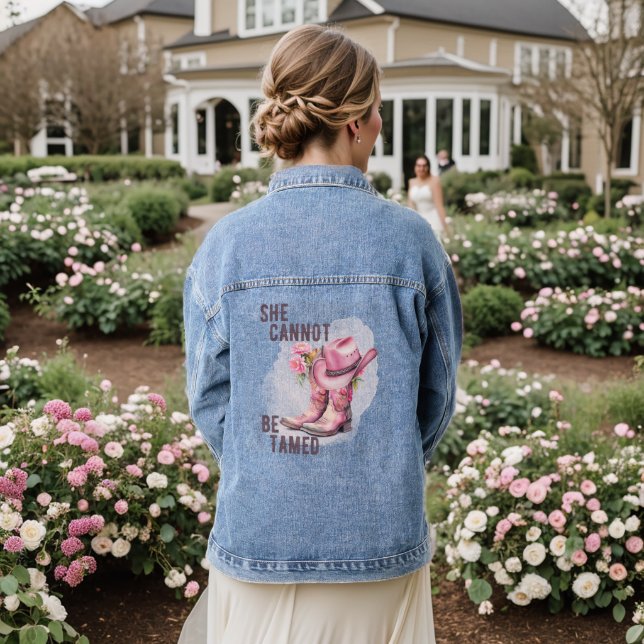 Cute Pink Cowgirl Western  Denim Jacket (Wedding Back)