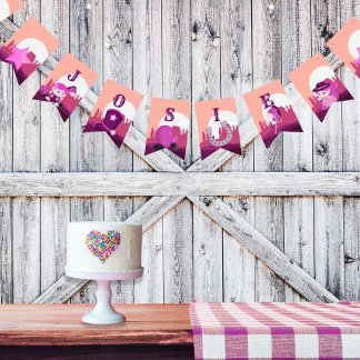 Cute pink cowgirl western desert any age birthday  bunting 
