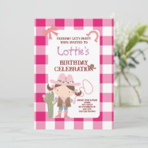 Cute Pink Cowirl Child's Birthday