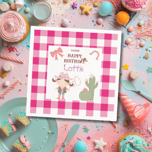 Cute Pink Cowirl Child's Birthday Napkin