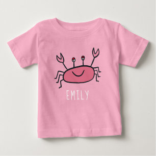 Cute Pink Crab Sea Animal Baby Girl Name T-Shirt