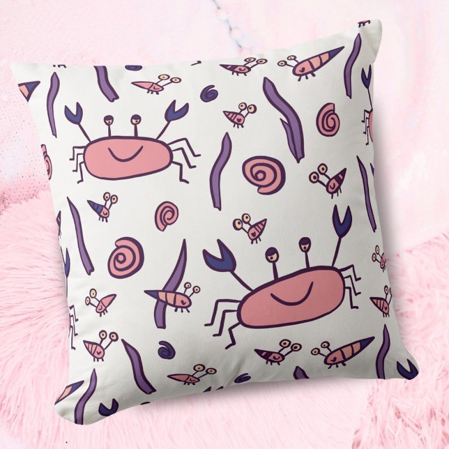 Cute Pink Crab Shell Sea Animal Girl Cushion (Creator Uploaded)