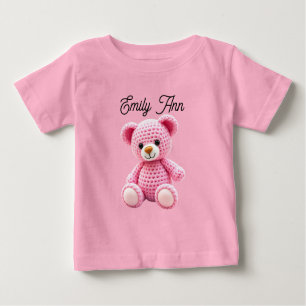 Cute Pink Crocheted Baby Girl's Personalized Baby T-Shirt