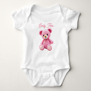 Cute Pink Crocheted Baby Girl's Personalized Bodysuit