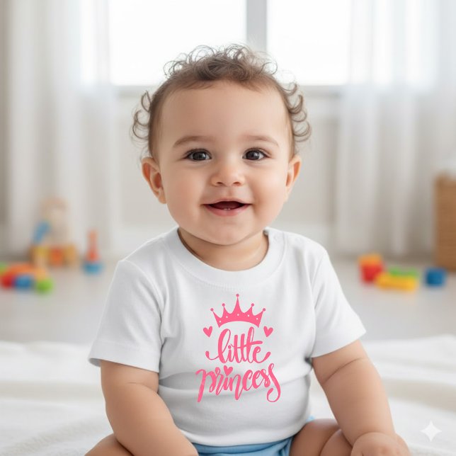 Cute Pink Crown Little Princess Baby T-Shirt Bodysuit (Creator Uploaded)
