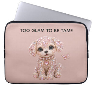 Cute Pink Crystal Puppy Laptop Sleeve