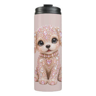 Cute Pink Crystal Puppy Thermal Tumbler
