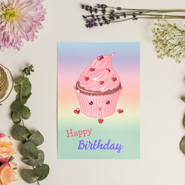  Cute pink cupcake Birthday Card (Creator Uploaded)