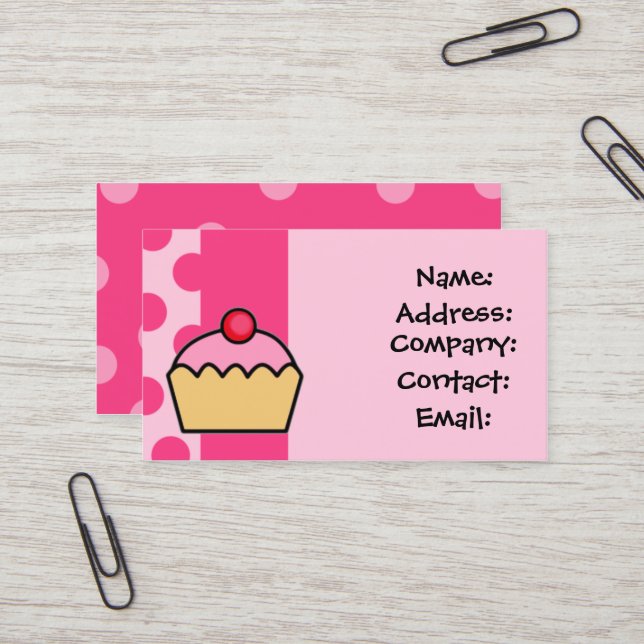 cute pink cupcake business Cards (Front/Back In Situ)