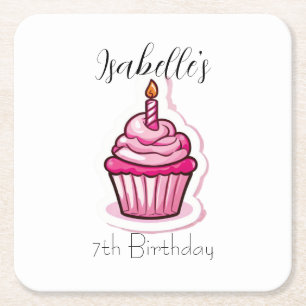 Cute Pink Cupcake Paper Coaster