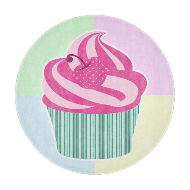 Cute Pink Cupcake Pastel Colours Cutting Board (Front)
