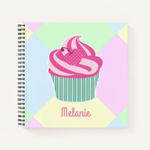 Cute Pink Cupcake Pastel Colours Personalised Notebook