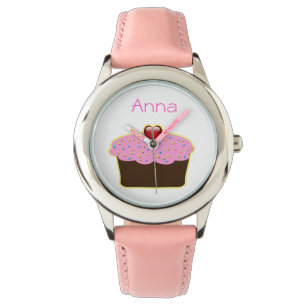 cute pink cupcake personalised design watch