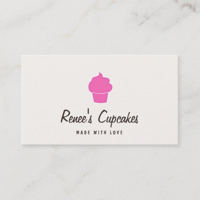 Cute Pink Cupcake Simple Retro Pastry Chef Cream Business Card (Front)