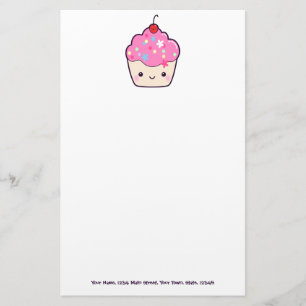 Cute Pink Cupcake Stationery