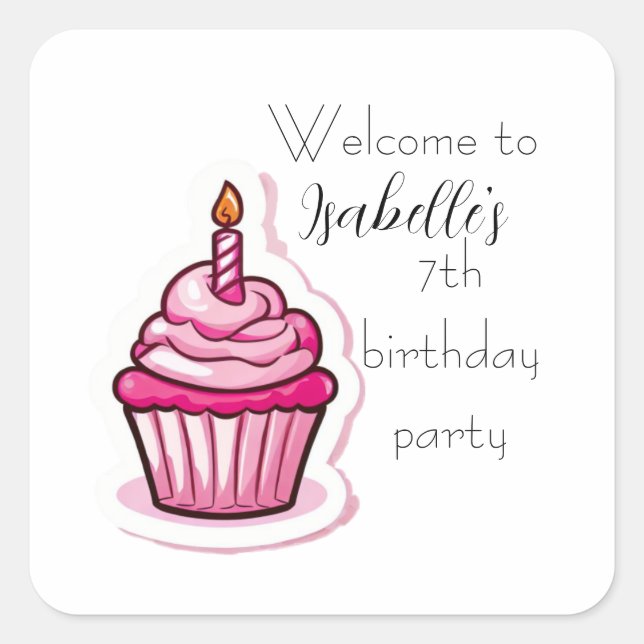 Cute Pink Cupcake Sticker (Front)