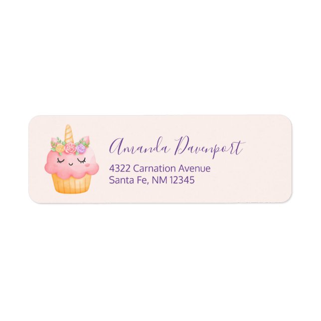 Cute Pink Cupcake Unicorn with Roses (Front)