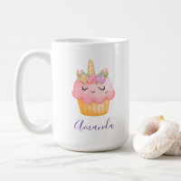 Cute Pink Cupcake Unicorn with Roses