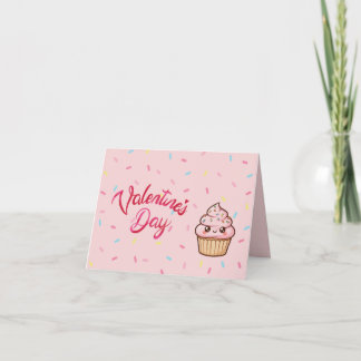 Cute Pink Cupcake Valentine's Day Card
