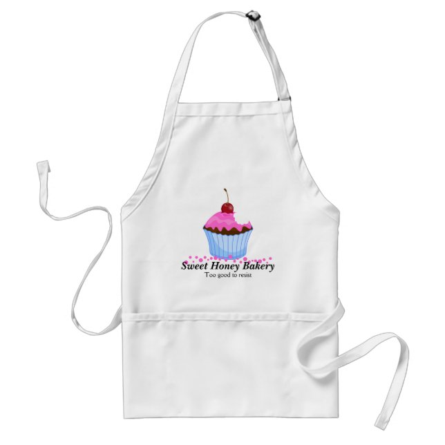 Cute Pink Cupcake With Cherry Personalised Apron (Front)