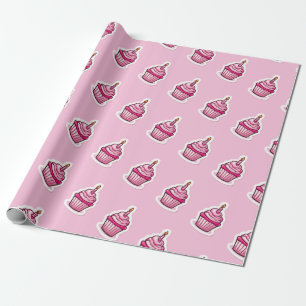 Cute Pink Cupcake Wrapping Paper