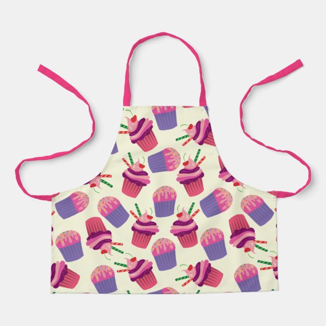 Cute pink Cupcakes and Muffins Pattern Apron (Front)