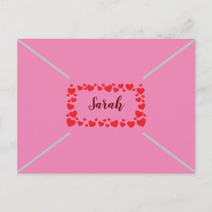 Cute Pink Customisable Hearts Valentines Day Holiday Postcard