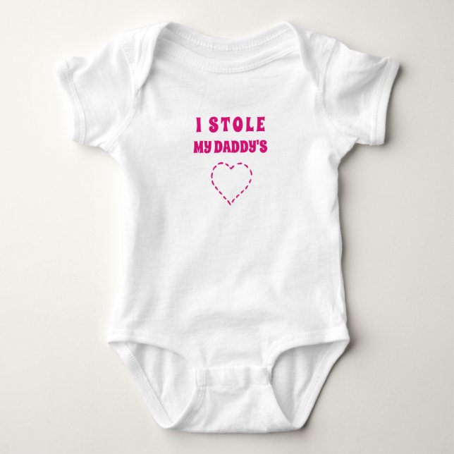 Cute Pink Daddy's Heart  Baby Bodysuit (Front)
