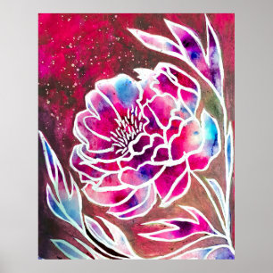   Cute Pink Dahlia Girly Pretty Floral Watercolor  Poster