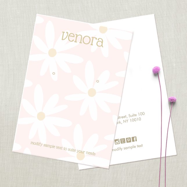 Cute Pink Daisy Floral Earring Display Card (Creator Uploaded)