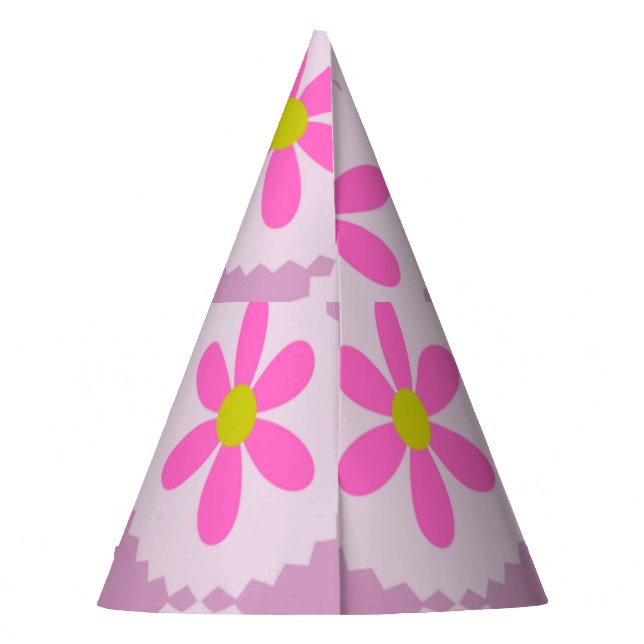 Cute Pink Daisy Flower Birthday Party Hat (Back)