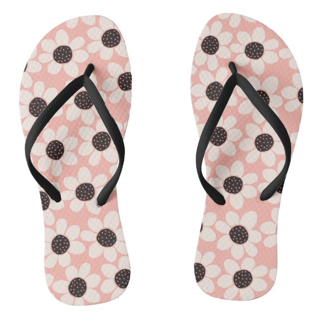 Cute Pink Daisy Flower Pattern Jandals (Footbed)