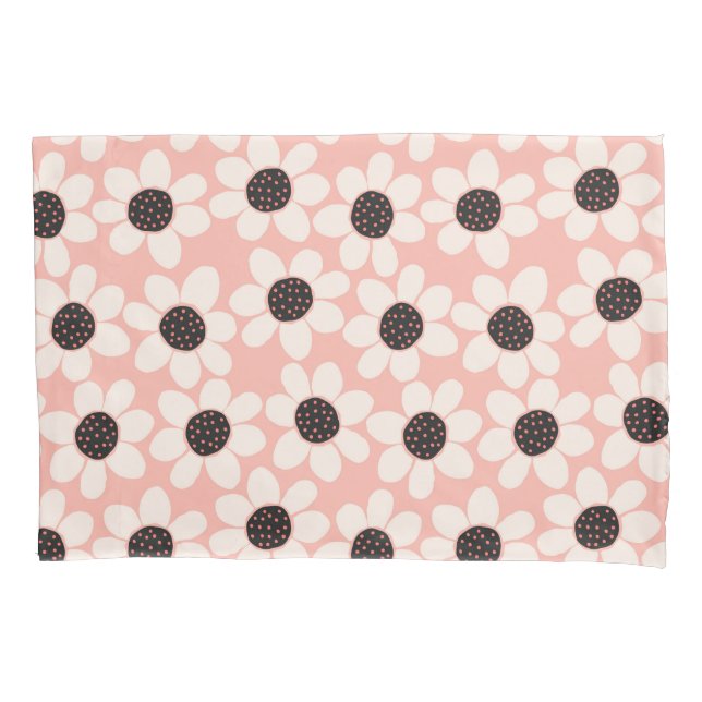 Cute Pink Daisy Flower Pattern Pillowcase (Front)