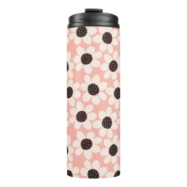 Cute Pink Daisy Flower Pattern Thermal Tumbler (Front)