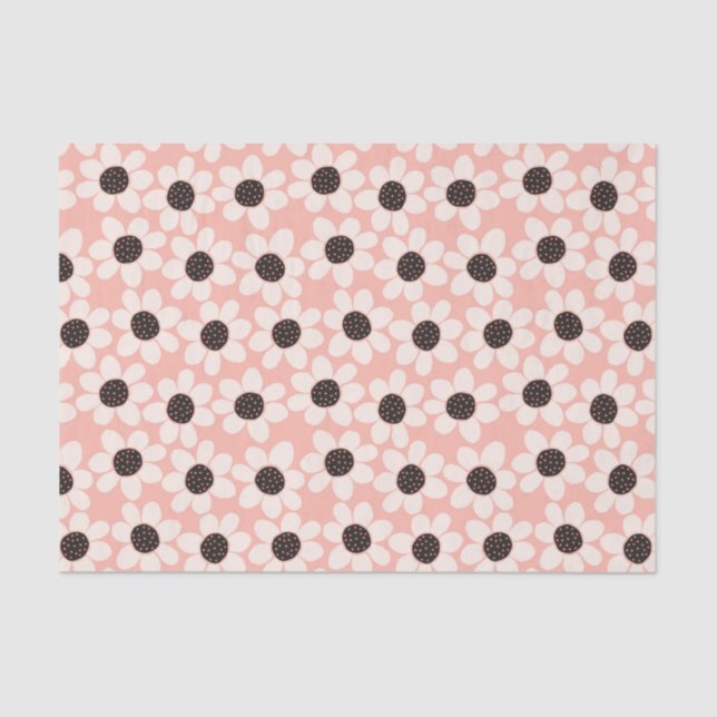 Cute Pink Daisy Flower Pattern Tissue Paper (Front)