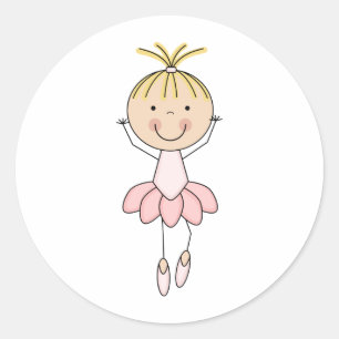 Cute , Pink, Dancing  Ballerina Classic Round Sticker