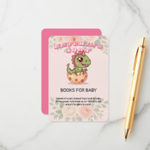 Cute Pink Dino Hatching Soon Enclosure Card