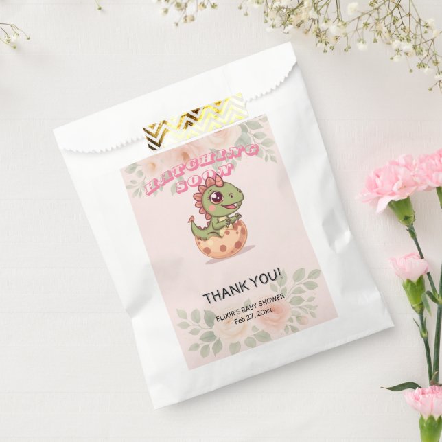 Cute Pink Dino Hatching Soon Favour Bags (Sealed)