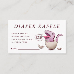 Cute Pink Dinosaur Baby Shower Diaper Raffle Enclosure Card