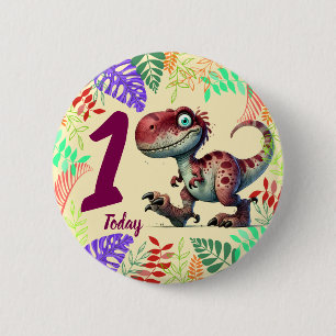 Cute Pink Dinosaur Childs Birthday 6 Cm Round Badge