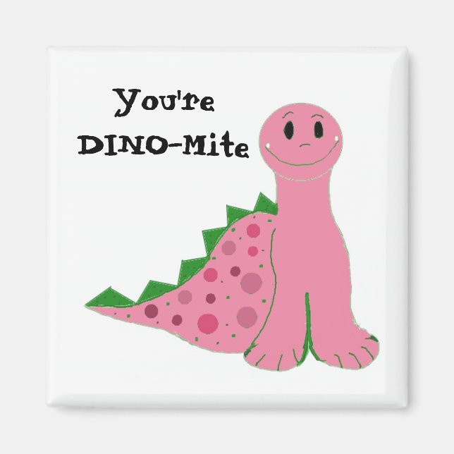 Cute Pink Dinosaur Magnet (Front)