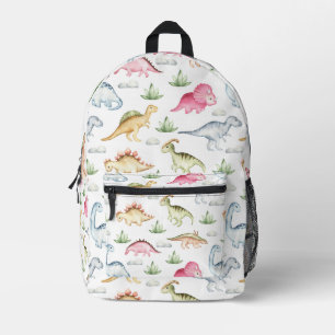 Cute Pink Dinosaur Pattern Girls T Rex Dino Lovers Printed Backpack