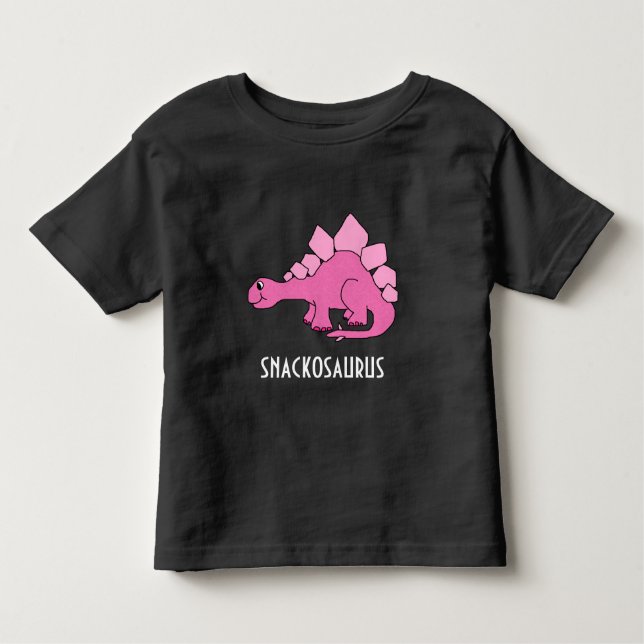Cute pink dinosaur; Snackosaurus Toddler T-Shirt (Front)