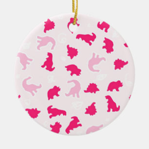 Cute pink dinosaurs ceramic tree decoration